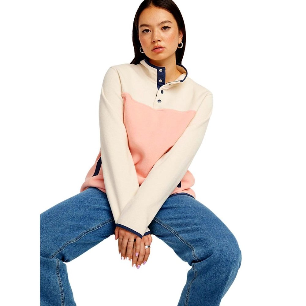 Simons Recycled Polyester Fleece Half-Button Sweatshirt